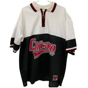 Vintage 90s Chicago Bulls Jersey Shirt Mens XL Pullover USA Half Zip Colorblock‎